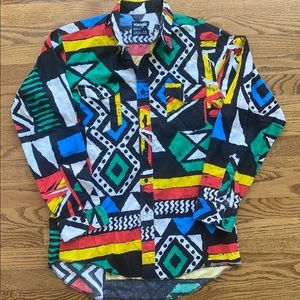 Vintage Wrangler colorful abstract long sleeve button down - size 16-34